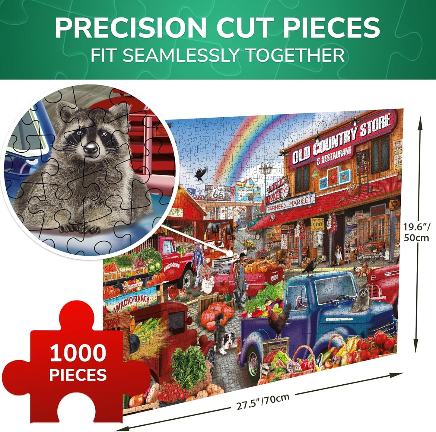 QUOKKA 1000 Pieces Puzzle for Adults and Up - Jigsaw Puzzles for Men and Women - Bazaar Activity for Kids Ages 8-12 and Up - Colourful Game Toy for Family