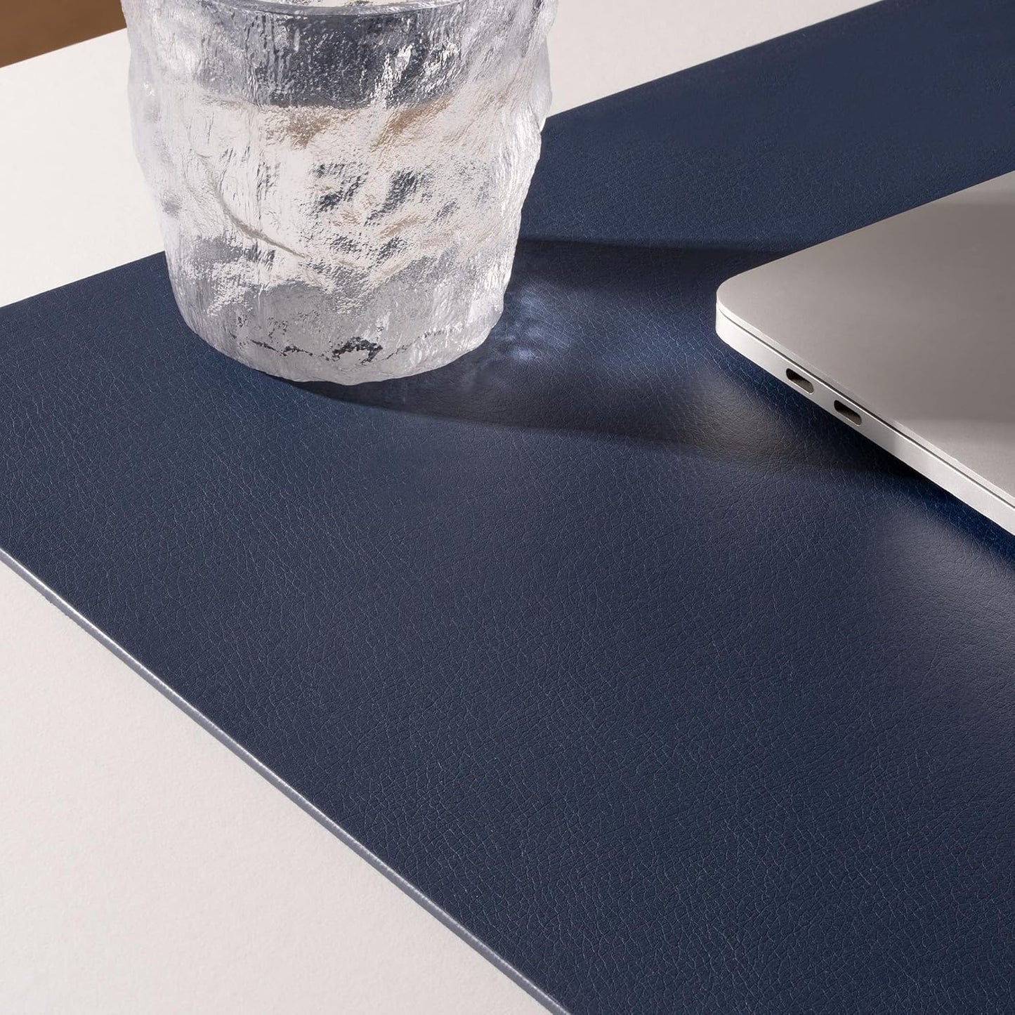 Nekmit Leather Desk Blotter Pad 17 x 12 Inches, Flat, Non-Slip, Waterproof, Blue