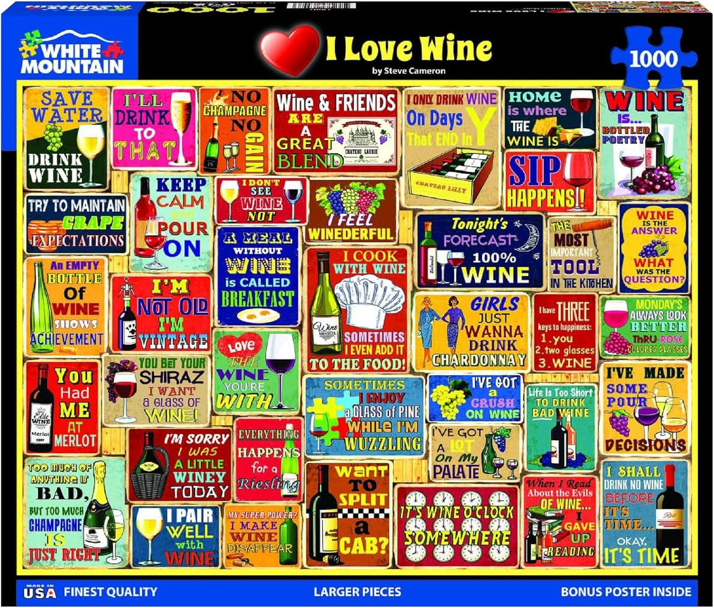 White Mountain Puzzles - I Love Wine - 1000 Piece Jigsaw Puzzle