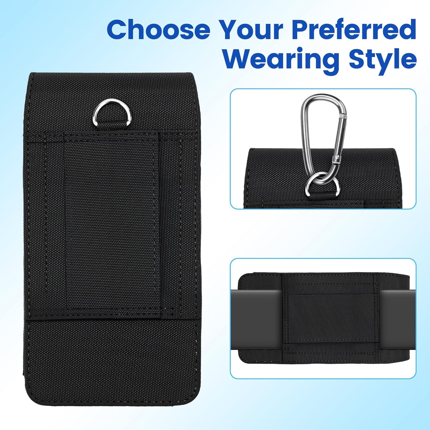 Mopaclle Vertical Nylon Phone Holster with Belt Clip for Galaxy S25/S24/S23/S22 Ultra, Note 20 Ultra, A56, F36 Series – Rugged Cell Phone Belt Holder Fits with Case On, for Men Women Outdoor Work