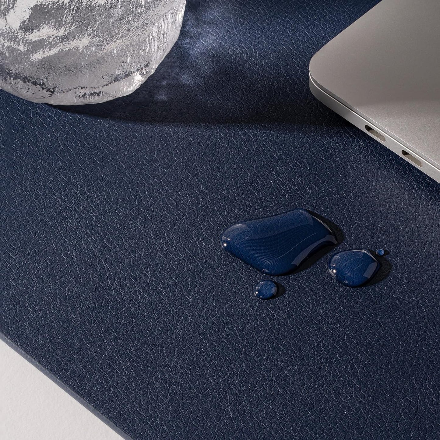 Nekmit Leather Desk Blotter Pad 17 x 12 Inches, Flat, Non-Slip, Waterproof, Blue