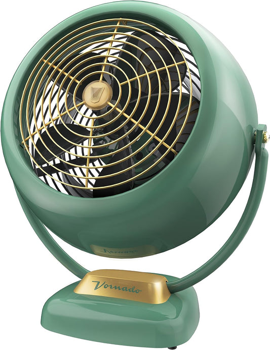 Vornado VFAN™ Sr. Vintage Fan, Large Retro Metal Air Circulator for Cooling & Decor, 3 Speed Settings, Adjustable Tilt, Durable Construction, Powerful Cooling Airflow, Floor Fan for Home, Green