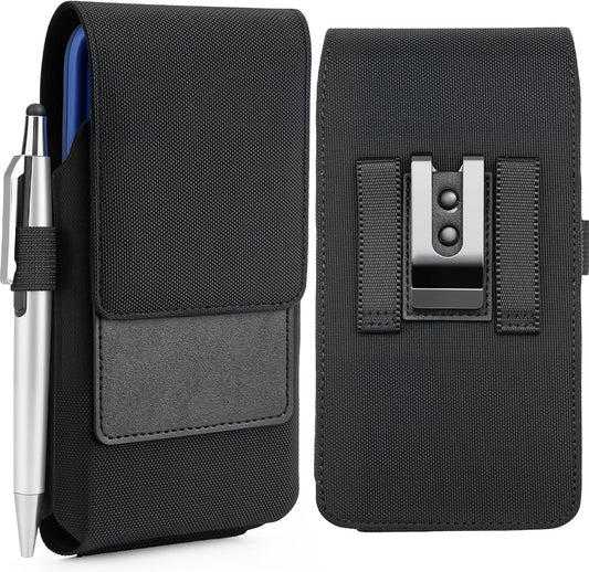 Mopaclle Nylon Cell Phone Holster for Belt, Compatible with iPhone 17 Pro Max/Air,iPhone 16 Pro Max,15 Pro Max, Galaxy S25 Plus, S24 Plus – Fits with Case On, Ideal Belt Holder for Technicians