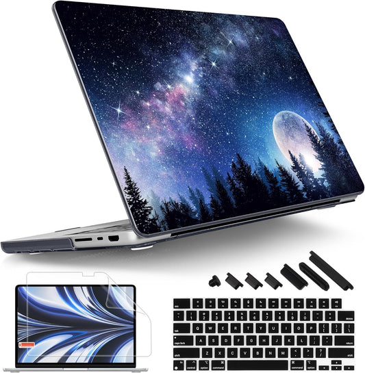 Tuiklol for M4 MacBook Pro 14 Inch Case 2024-2021 Release A3112 A3401 A3185/M3 A2918 A2992/M2 A2779/M1 A2442 Pro/Max Chip,Hard Shell Case with Screen Protector for Touch ID, Moonlight