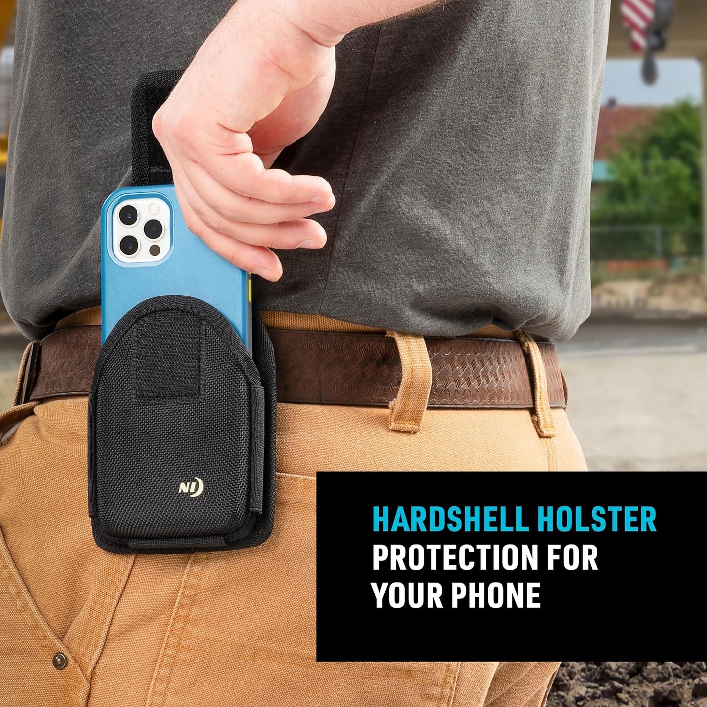 Nite Ize Clip Case Hardshell Universal Rugged Holster - Protective Phone Holder with Belt Clip - Holster for Men's & Women's Belts - Utility Belt Phone Pouch - X-Large, Black