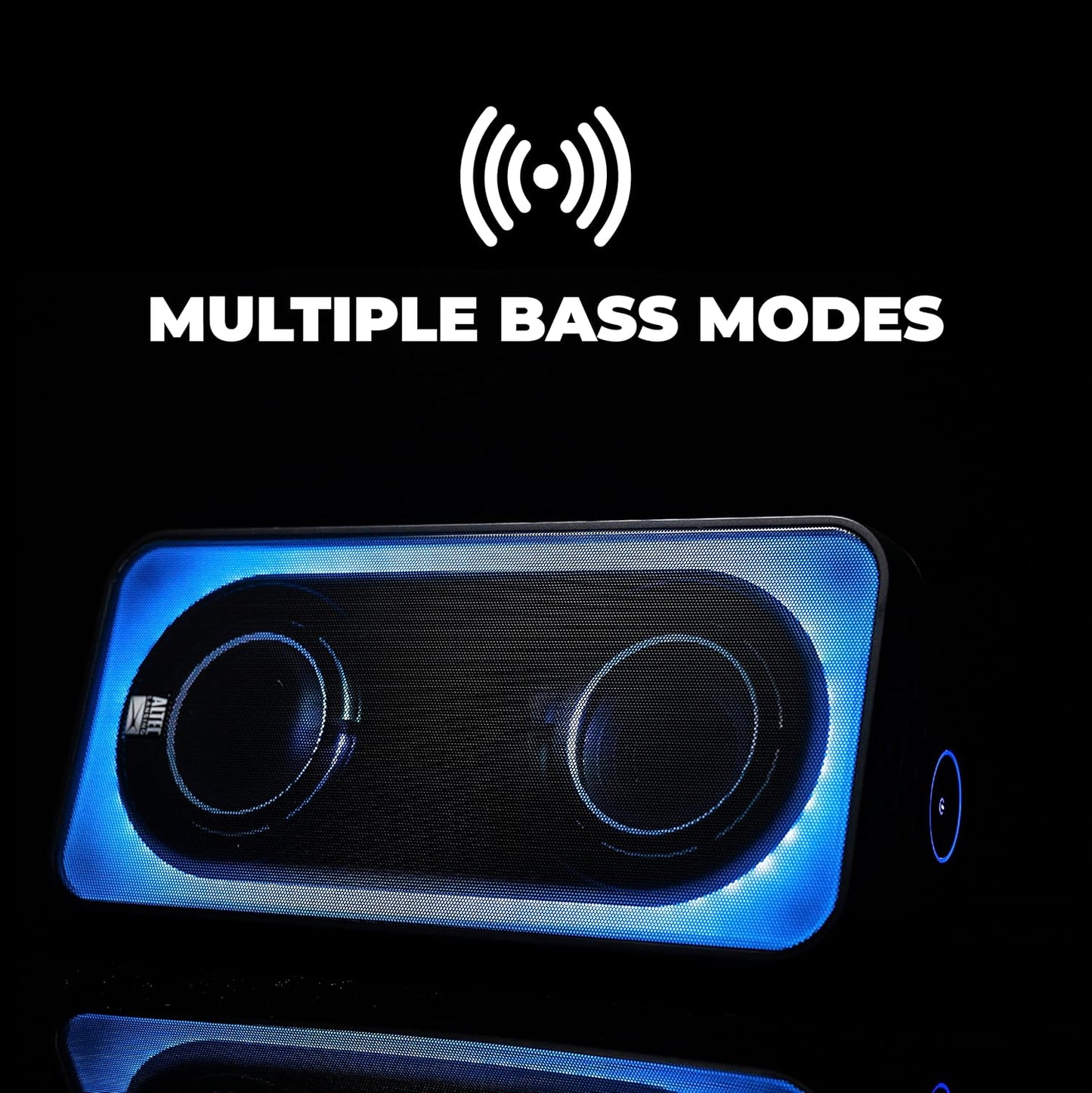 Altec Lansing Shockwave 200 Wireless Party Speaker 180W Bluetooth Speaker with a Long Lasting 12 Hour Battery, Multi LED Party Modes, Multiple bass Boost Modes, Party Sync, AM/FM Radio