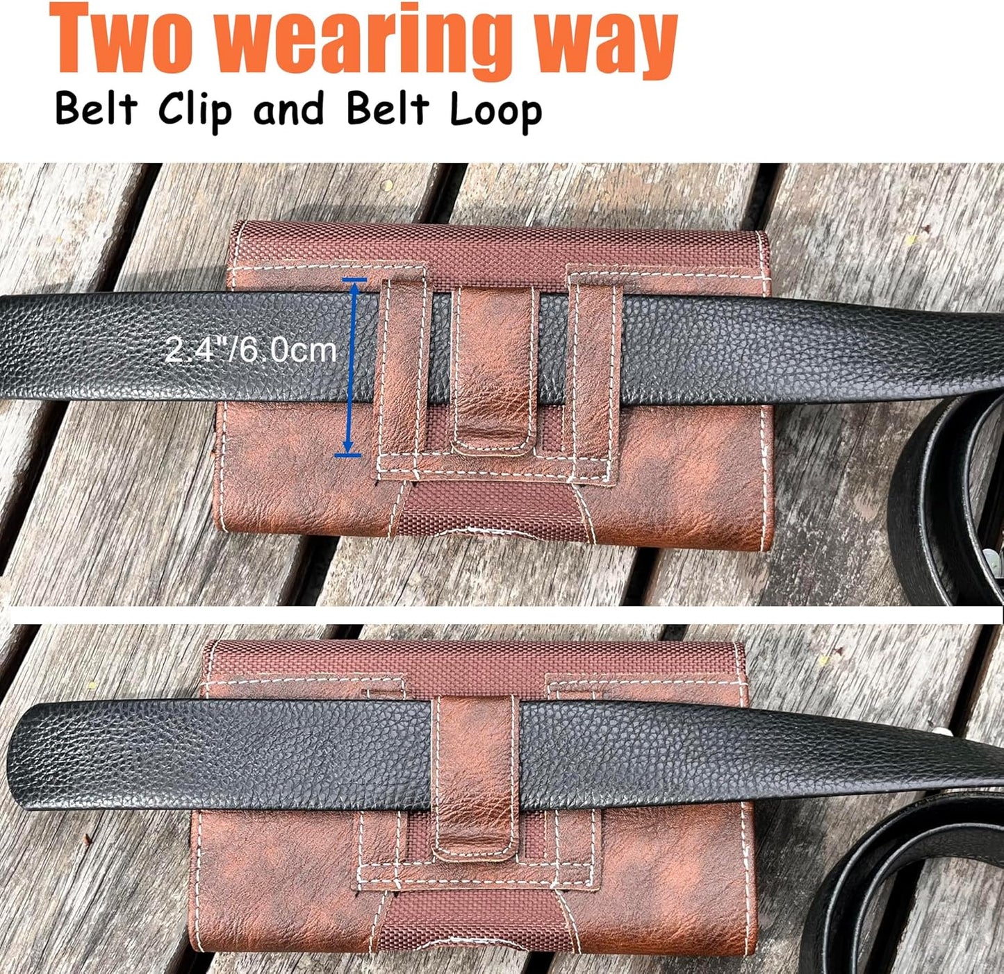 Leather Phone Holster for Men with Belt Clip, Cell Phone Holder for iPhone 17/16/15/14/13/12/Pro Max & Plus,Galaxy S25/24/23 Ultra & Plus,S24 FE,Belt Pouch Case Magnetic Closure (Brown-XL)