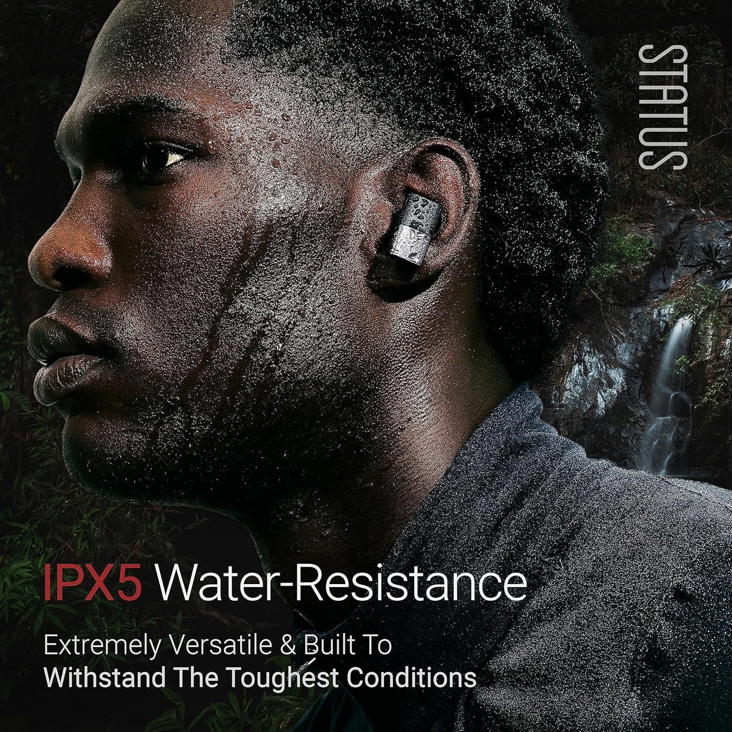 Status Between 3ANC Onyx True Active Noise Cancelling Wireless Earbuds - Black iPhone & Android ANC in Ear Buds, Charging Case, Built-in 6 Microphones, 8H Playtime, Bluetooth 5.2, IPX5 Waterproof