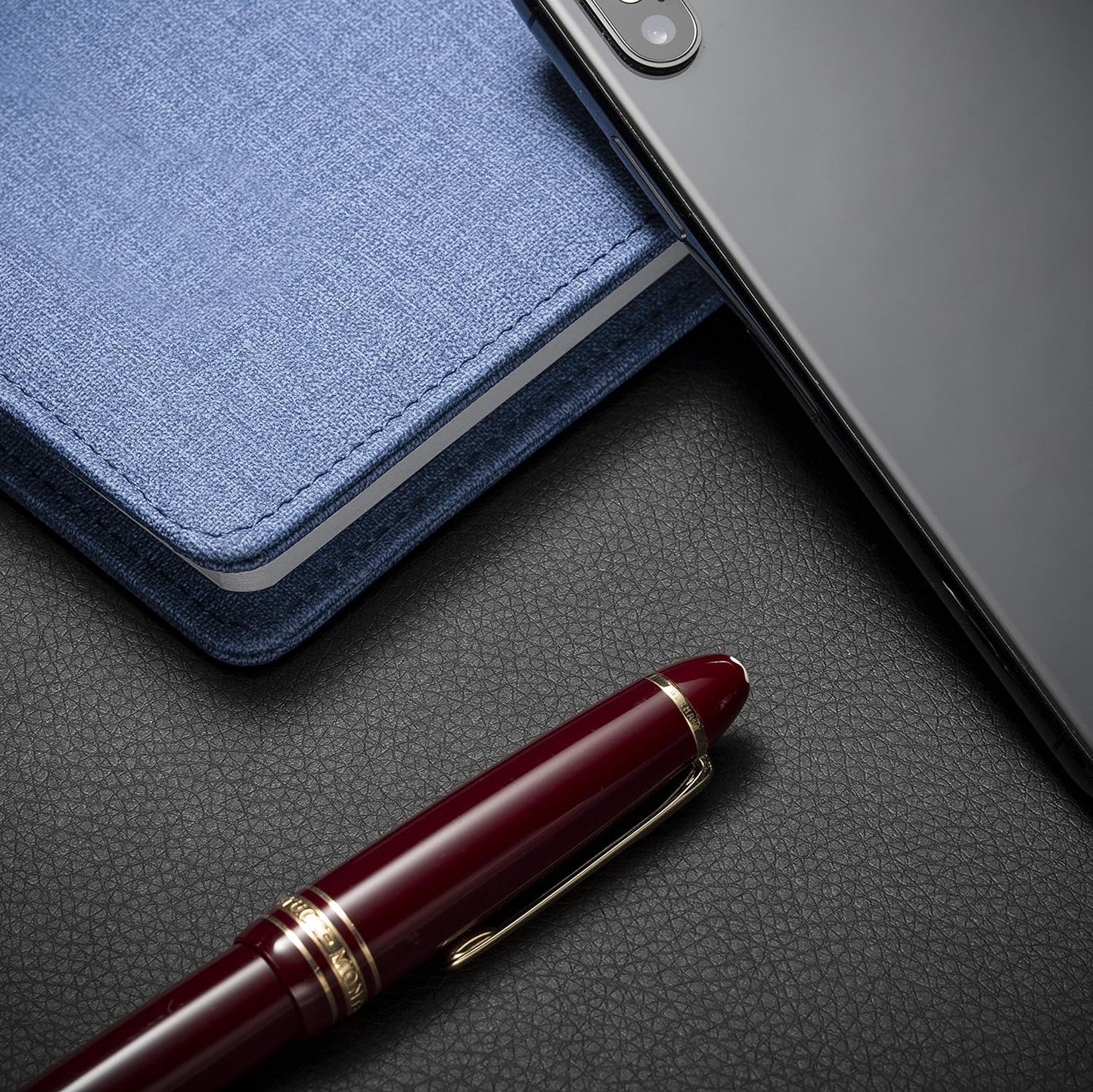 Nekmit Leather Desk Blotter Pad 36 x 20 Inches, Flat, Non-Slip, Waterproof, Black